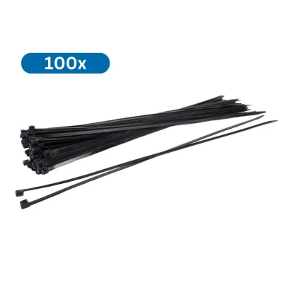 Afbeelding van Kortpack Zwarte Kabelbinders 380 Mm Lang X 12.4 Zwart (100 Stuks)