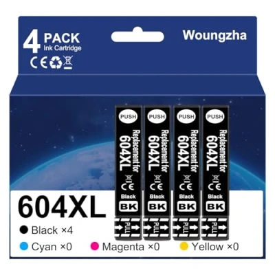 Afbeelding van Woungzha 604XL inktpatronen compatibel met Epson 604 XL voor Expression Home XP 2205 4200 3200 3205 2200 4205 Workforce WF 2935 2930 2910 2950DWF 4 zwart