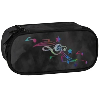 Afbeelding van Zwarte Ovale Pennenbakje met Rits 22x6x10cm