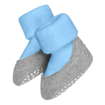 Afbeelding van FALKE Baby Cosyshoe antislip noppen merinowol huissokken pantoffels meisjes jongens blauw Maat 19 20