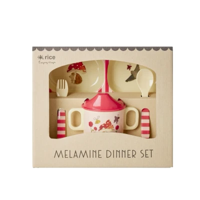 Afbeelding van Rice Melamine Baby Cadeauset Happy Forest Pink