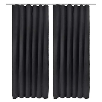 Afbeelding van Beautissu Verduisterend Gordijn Met Plooiband 2 Set 245x140 cm Zwart