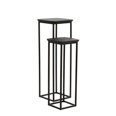 Afbeelding van Light &amp; Living Zuil QUENZA Ø35x100cm Zwart Set van 2