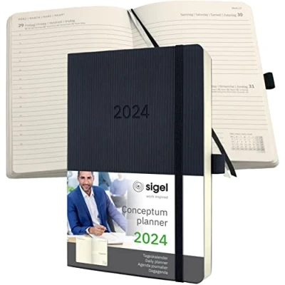 Afbeelding van Sigel agenda 2024 Conceptum A5 softcover dagoverzicht zwart SI C2420