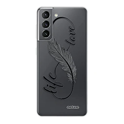 Afbeelding van Evetane Siliconen hoesje compatibel met Samsung Galaxy S21 5G Volledige bescherming 360, dun en transparant Voor achter Hoge weerstand Love Life