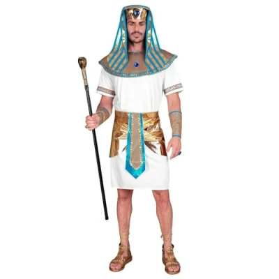 Afbeelding van Widmann Egypte Kostuum Farao Machtigste King Of Egypt Man Wit / Beige, Goud Medium Carnavalskleding Verkleedkleding