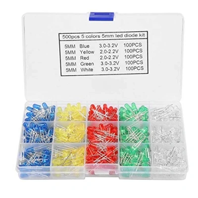 Afbeelding van 500 stks 5 mm Led licht rood geel blauw groen wit assortiment diodes kit lichtgevende diode