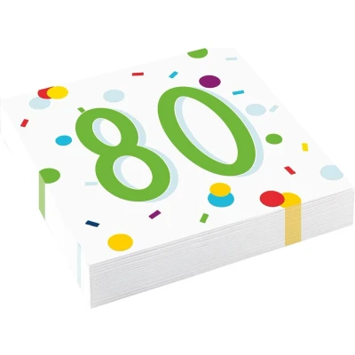 Afbeelding van Amscan Servetten 80 Jaar Confetti 33 X Cm 20 Stuks