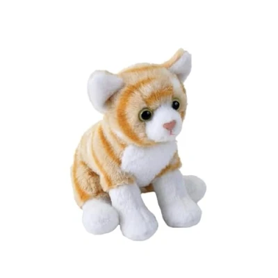 Afbeelding van Pluche knuffel kat/poes oranje met wit van 13 cm Speelgoed knuffelbeesten Katten/poezen huisdieren
