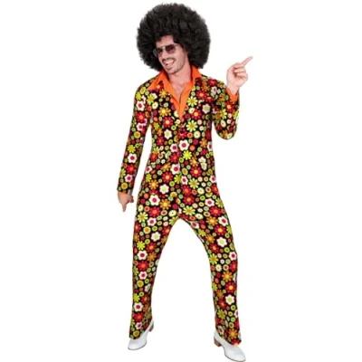 Afbeelding van Widmann Hippie Kostuum Super 60s Flower Dance 2delig Man Multicolor Large Carnavalskleding Verkleedkleding