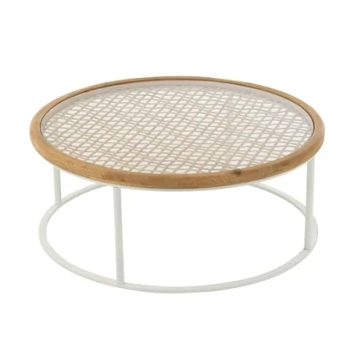 Afbeelding van J Line Salontafel Mati Sparhout/Metaal Naturel/Wit