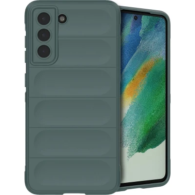 Afbeelding van iMoshion Hoesje Geschikt voor Samsung Galaxy S21 FE Siliconen EasyGrip Backcover Donkergroen