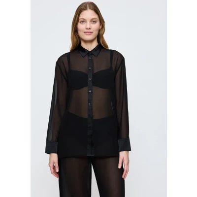 Afbeelding van Triumph Langarm Overhemdblouse, Dames, Maat: 38, Black