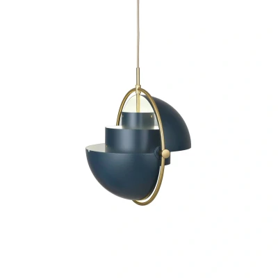 Afbeelding van Gubi hanglamp Lite, Ø 36 cm, messing/donkerblauw