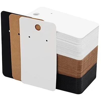 Afbeelding van Belle Vous Oorbellen Display Kaarten (150 Pak) L8,9 x B5 cm Zwart, Wit &amp; Bruin Hobby Papieren Kraft Blank DIY Kaart Houder voor Sieraden Ketting, Oor Knopjes