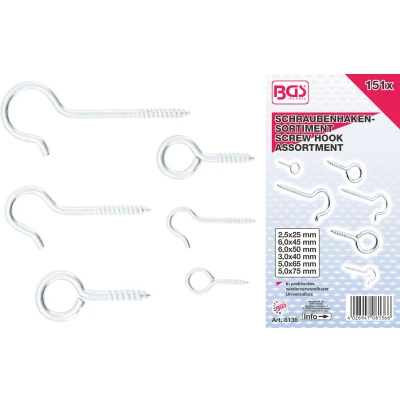 Afbeelding van BGS Assortiment schroefhaken 151 delig