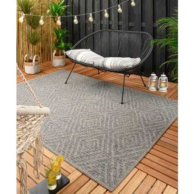 Afbeelding van Buitenkleed Ruiten Alpo Blauw/zilver 80x150 Cm