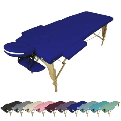 Afbeelding van Vivezen Massagetafel, inklapbaar, 2 zones van hout, met Reiki plaat + accessoires en transporttas 10 kleuren
