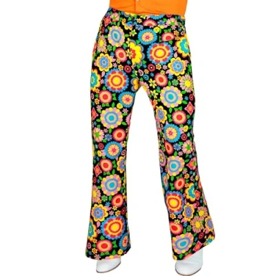 Afbeelding van Widmann Hippie Kostuum So Into The 60s Flower Love Wijde Pijpen Broek Man Multicolor XXL Carnavalskleding Verkleedkleding