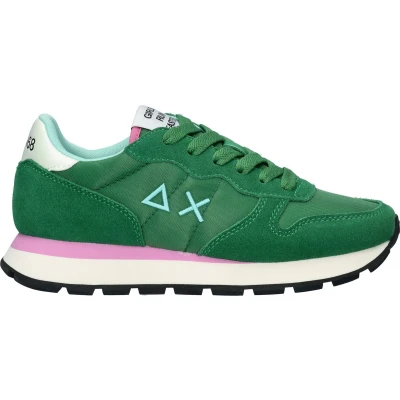 Afbeelding van Sun68 ALLY Solid Sneakers laag, Dames, Maat: 36, Groen Veloursleer