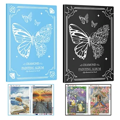 Afbeelding van Diamantschilderalbum A3 Voor het opbergen van afbeeldingen diamantschilderij, met 60 transparante hoesjes, diamantschilder accessoires (roze)