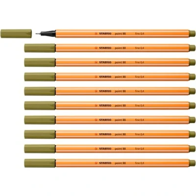 Afbeelding van STABILO point 88 Premium Fineliner Fine 0,4 mm Modder groen Doos 10 stuks