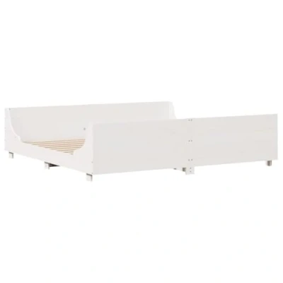Afbeelding van vidaXL Bedframe zonder matras massief grenenhout wit 200x200 cm