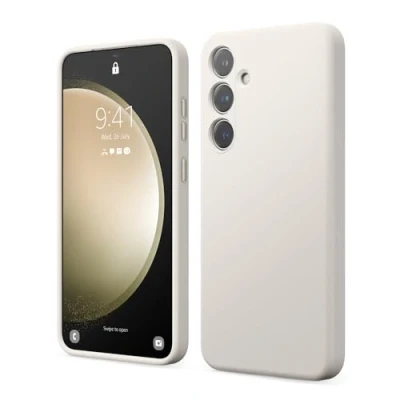 Afbeelding van Elago Vloeibare siliconen hoes, compatibel met Samsung Galaxy S24 Ultra, volledige bescherming, 4 lagen schokbestendige structuur, binnenkant van zachte krasbestendige microvezel, taupe
