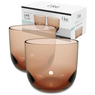 Afbeelding van Villeroy &amp; Boch Wasserglas, Set 2tlg 9x8cm Oranjebruin