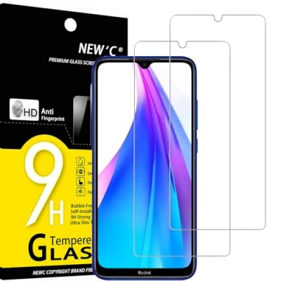 Afbeelding van NEW&#039;C Displaybeschermfolie van gehard glas voor Xiaomi Redmi Note 8T, krasbestendig, zonder luchtbellen, extreem robuust (0,33 mm HD ultra transparant), hardheid 9H, 2 stuks