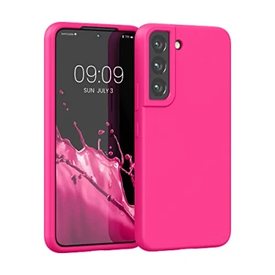 Afbeelding van kwmobile telefoonhoesje geschikt voor Samsung Galaxy S22 Hoesje met siliconen coating Smartphone case in neon roze