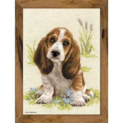 Afbeelding van Borduurpakket Basset hond Puppy om te borduren