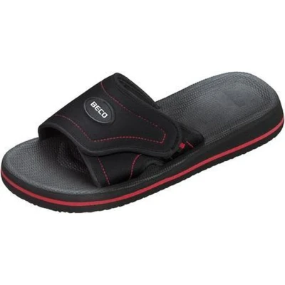 Afbeelding van Beco Badslippers Met Klittenband Unisex Zwart/rood Maat 44
