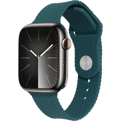 Afbeelding van imoshion Siliconen geweven bandje geschikt voor Apple Watch Series 1 t/m 10 / SE Ultra (2) (44/45/46/49 mm) Donkergroen