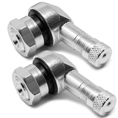 Afbeelding van detailmate Aluminium hoekventiel voor motor en autobanden, 11,3 mm, kleur: blauw, zwart, zilver, hoekig