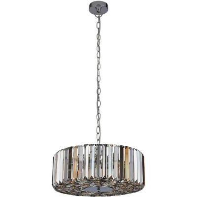 Afbeelding van Searchlight Iris Plafond/hanglamp Ø 50 X 132 Cm Chroom En Amber
