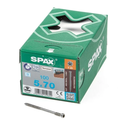 Afbeelding van Spax D Vlonderschroef 5x70mm 100 Stuks P / DoosT STAR Plus T25 RVS