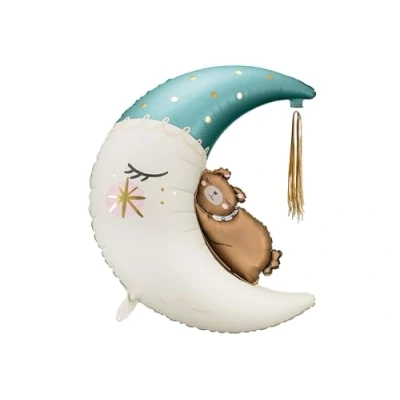 Afbeelding van Partydeco Folieballon teddy on the blue moon (98 cm)
