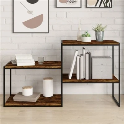 Afbeelding van Wandschappen 4 st 60x40x1,5 cm bewerkt hout gerookt eikenkleur