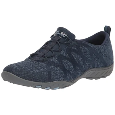 Afbeelding van Skechers 100301 Nvy damessneakers, Marineblauwe gebreide rand