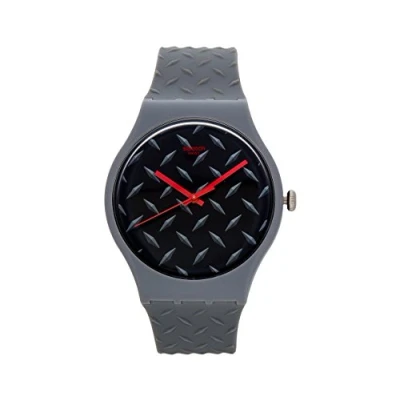 Afbeelding van Swatch SUOM102 Herenhorloge, analoog, kwarts, met siliconen band, zwart, armband, zwart., armband