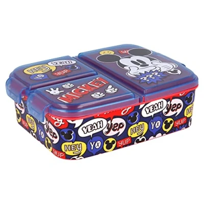 Afbeelding van Mickey Mouse XL Broodtrommel 4 vakjes Brooddoos Lunchbox