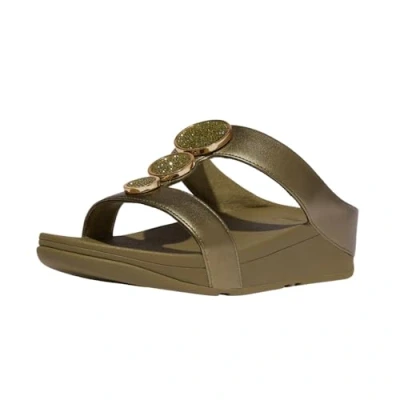 Afbeelding van FitFlop Halo Bead Circle Metallic H Bar Slides GROEN Maat 41