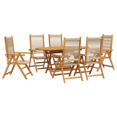 Afbeelding van vidaXL Tuin Eettafel Set 7 pcs Beige