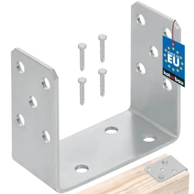 Afbeelding van KOTARBAU® U paaldrager om vast te schroeven, 120 mm, thermisch verzinkt, de perfecte oplossing voor het verbinden van verschillende elementen, zilver