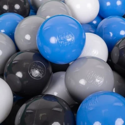 Afbeelding van KiddyMoon Plastic Ballen Voor Kinderen Ø 7 Cm Kleurig Gecertificerd Gemakt In EU, Grijs Wit Blauw Zwart,700