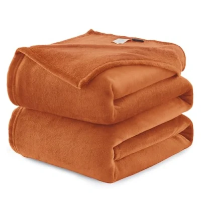 Afbeelding van WAVVE Knuffeldeken, pluizige deken, fleece bankdeken, oranje, 220 x 240 cm, XXL, licht, voor op de bank