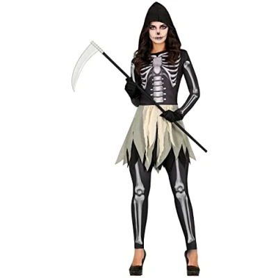 Afbeelding van Guirca Spook &amp; Skelet Kostuum Opgestaan Uit De Dood Vrouw Zwart, Wit / Beige Maat 38 40 Halloween Verkleedkleding