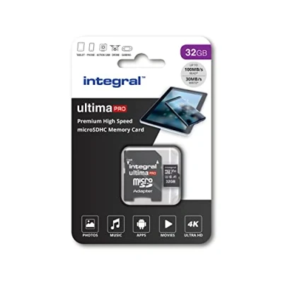 Image de Integral UltimaPro Carte mémoire flash (adaptateur microSDHC SD inclus(e)) 32 Go A1 / Video Class V30 UHS 3 Class10 I