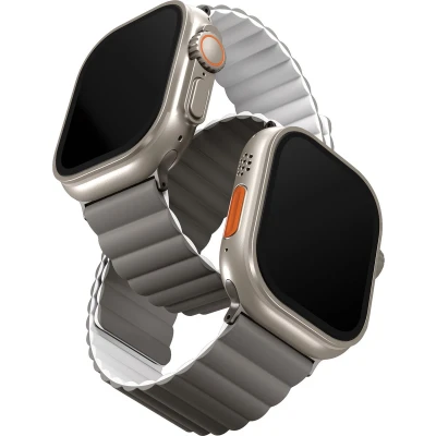 Afbeelding van Uniq Revix dubbelzijdig bandje voor de Apple Watch 1 / 2 3 4 5 6 7 8 9 SE Ultra (2) 42 44 45 49 mm Ash Grey Dove White